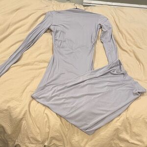 Helsa Elegant Long-Sleeve Gray Dress